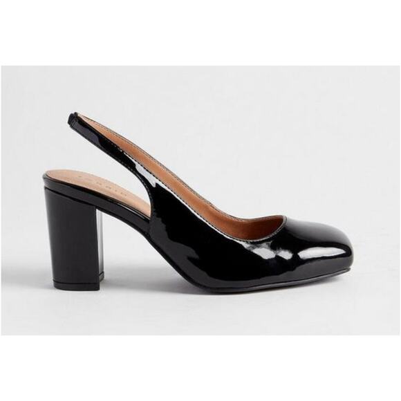 TORRID Women's Slingback Squared Toe Block Heel Black Patent Size 9.5WW - Picture 9 of 11
